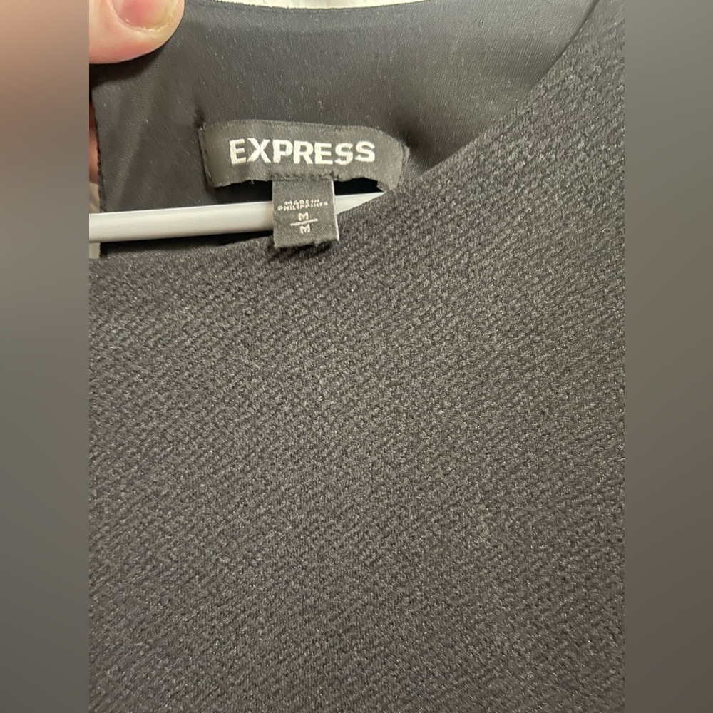 EXPRESS - Black Midi Body Con Lace Up Detail Dress - Picture 3 of 5